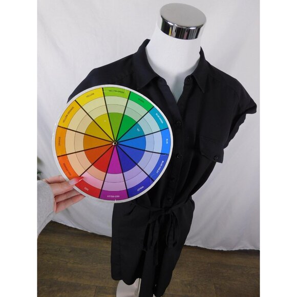 Express Dress Womens Medium Black Button Front Shirt Dress Belted Short Sleeve - Picture 9 of 12